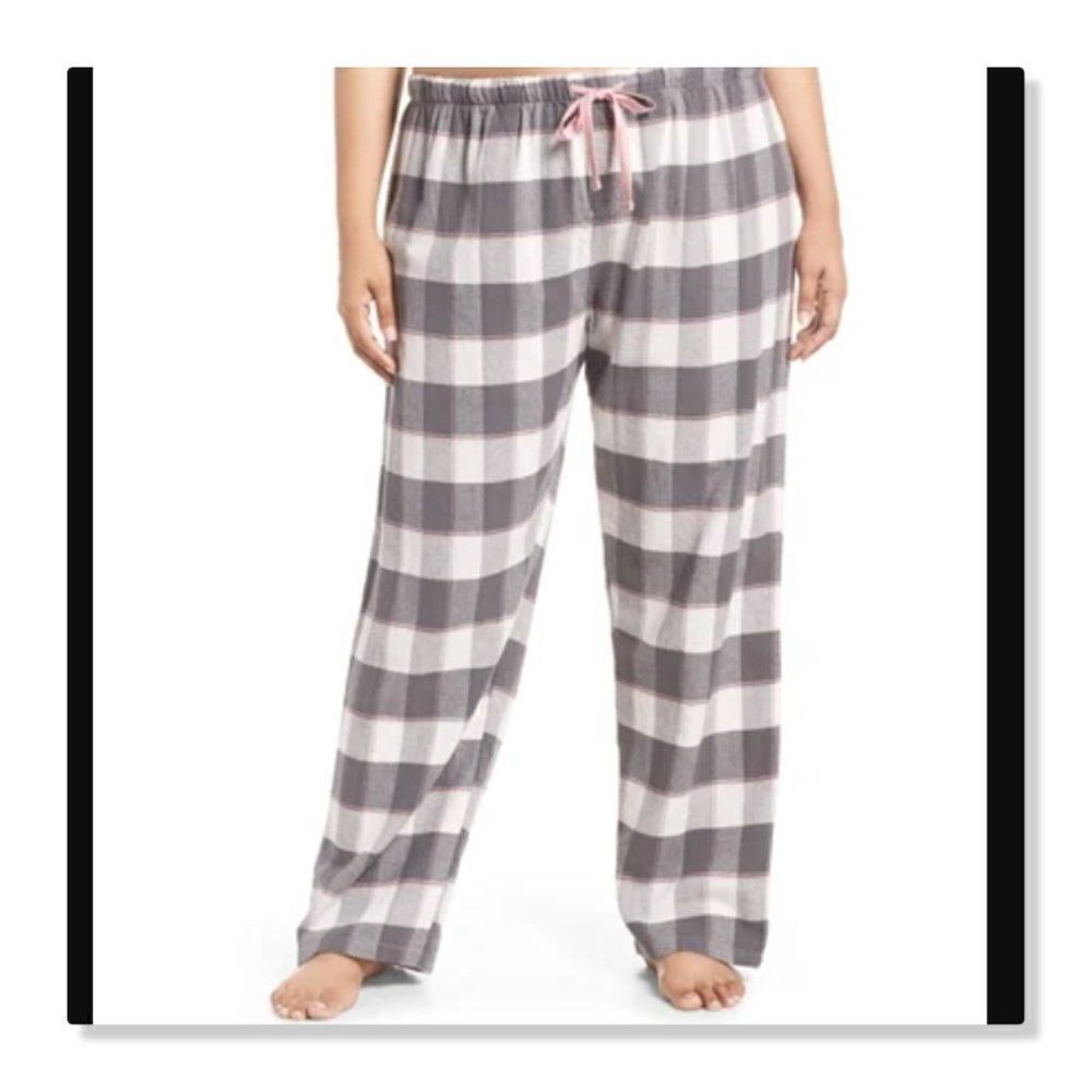 PJ Salvage | Grey & Pink Buffalo Check Flannel Pajama Pants - [size Small]
